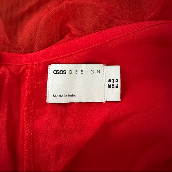 ASOS Red Ruffle Mini Dress, Size US 12 - Picture 6 of 7